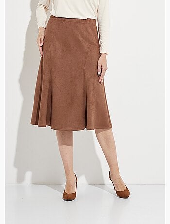 Jupe longue évasée maille suédée - Afibel