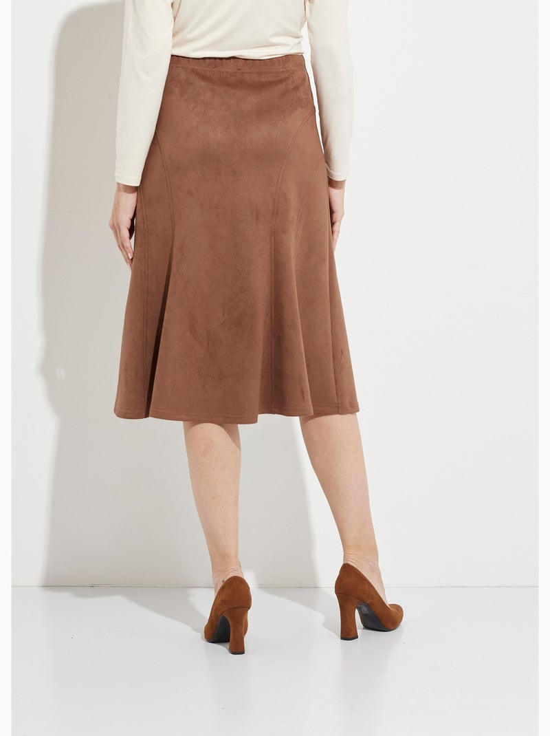 Jupe longue évasée maille suédée - Afibel Camel - Kiabi