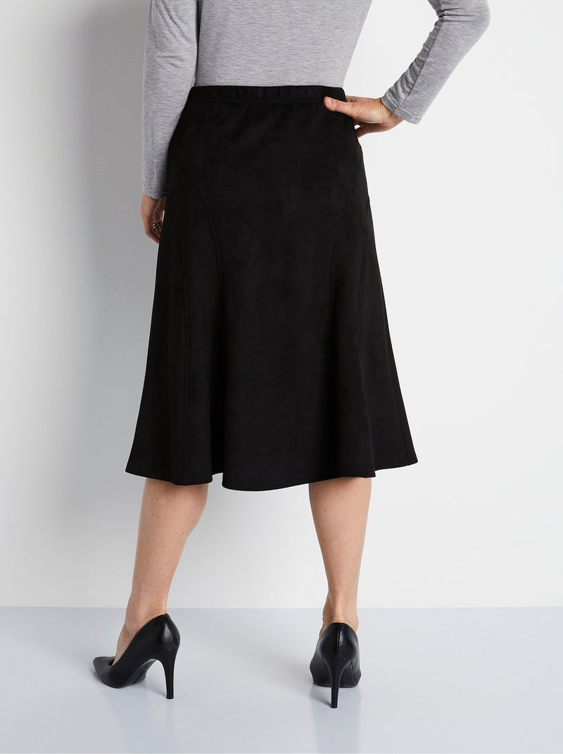Jupe longue évasée maille suédée - Afibel Noir - Kiabi