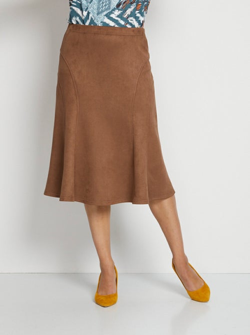 Jupe longue évasée maille suédée - Kiabi