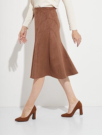 Jupe longue évasée maille suédée