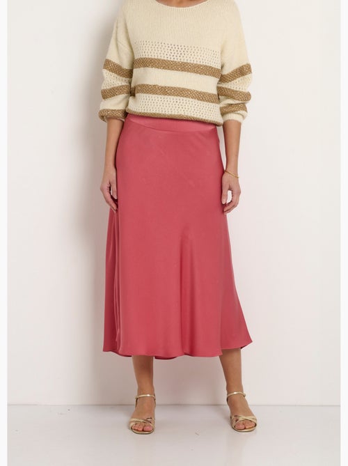 Jupe longue évasée satin dos élastiqué - Afibel - Kiabi