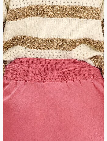 Jupe longue évasée satin dos élastiqué