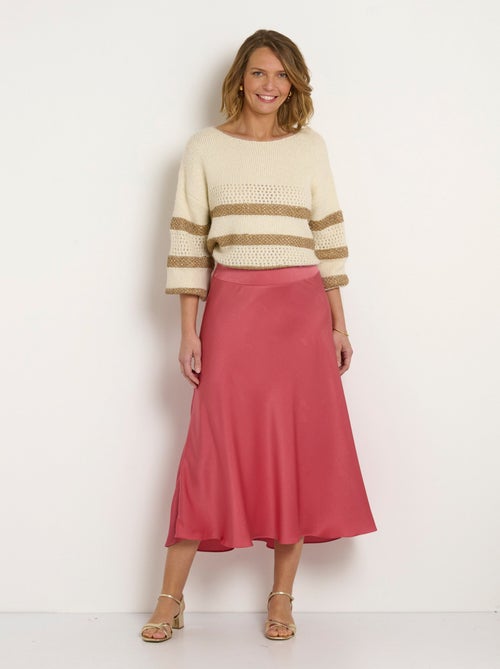 Jupe longue évasée satin dos élastiqué - Kiabi