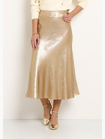 Jupe longue évasée scintillante élastiquée - Afibel
