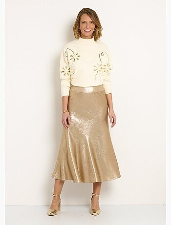 Jupe longue évasée scintillante élastiquée - Afibel