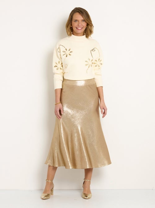 Jupe longue évasée scintillante élastiquée - Kiabi