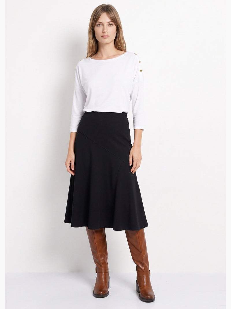 Jupe longue évasée tissu extensible - afibel Noir - Kiabi