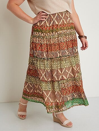 Jupe longue évasée voile imprimé - Afibel