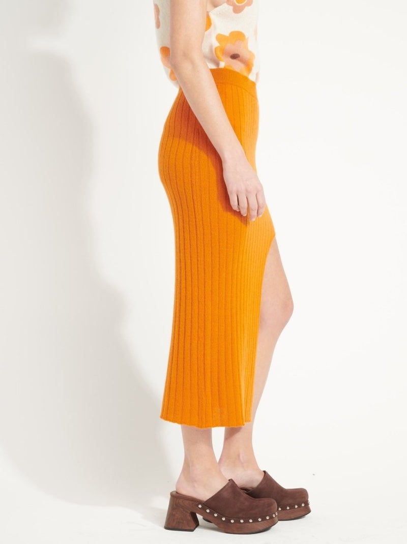 Jupe longue femme 100% cachemire déjaugé - AVA 13 Orange - Kiabi