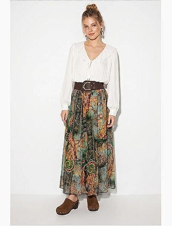 Jupe longue femme taille haute paisley lucci