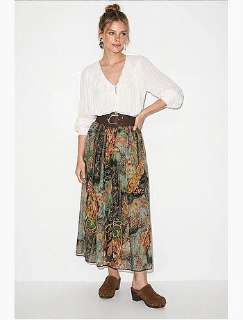 Jupe longue femme taille haute paisley lucci