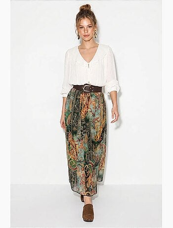 Jupe longue femme taille haute paisley lucci