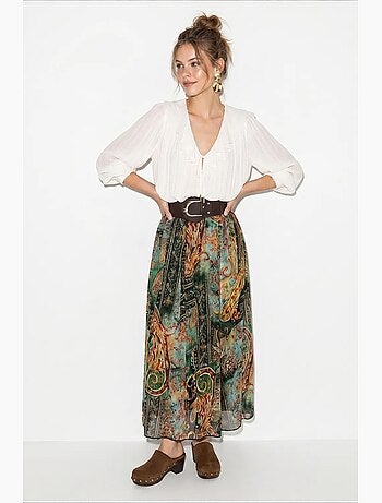 Jupe longue femme taille haute paisley lucci