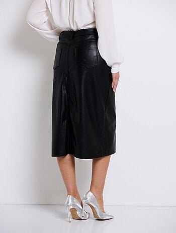 Jupe longue fendue en faux cuir