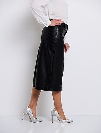 Jupe longue fendue en faux cuir