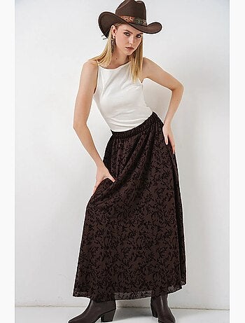 Jupe longue fleurie à taille haute bdart
