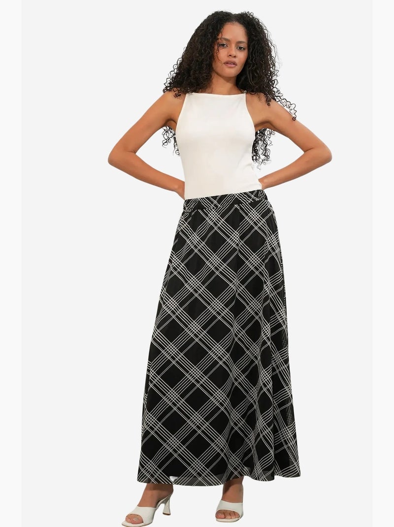 Jupe longue fleurie à taille haute bdart Noir Blanc - Kiabi