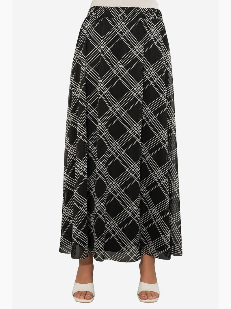 Jupe longue fleurie à taille haute bdart Noir Blanc - Kiabi