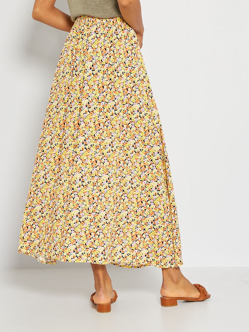jupe longue jaune fleurie