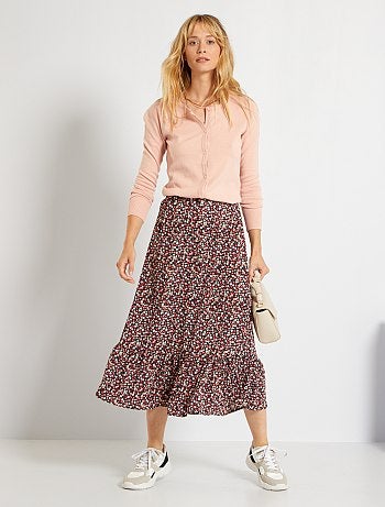 jupe rose poudré longue