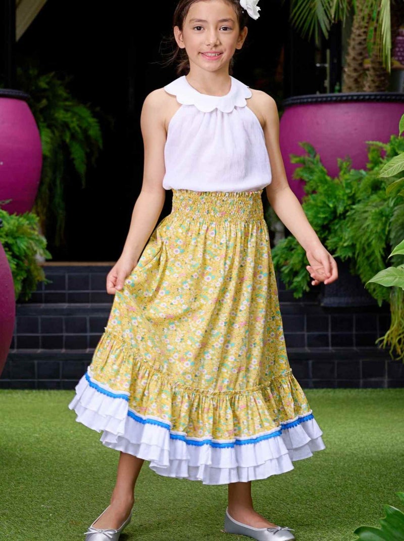 Jupe Longue Fleurie Liberty  Bohème   2-en-1  ESMERALDA - La Faute à Voltaire Jaune - Kiabi