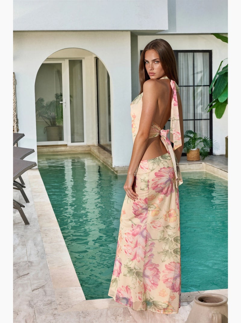Jupe longue fleurie taille basse hiccup Multicolore - Kiabi