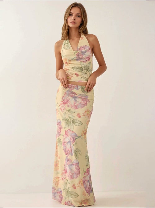 Jupe longue fleurie taille basse - Kiabi Jupe longue fleurie taille basse - Kiabi
