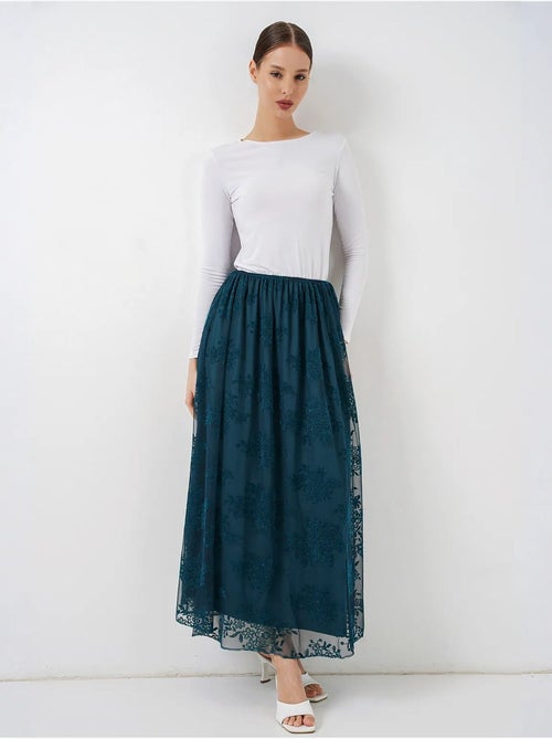 Jupe longue fleurie taille haute bdart - Kiabi
