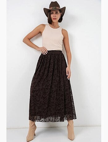 Jupe longue fleurie taille haute bdart