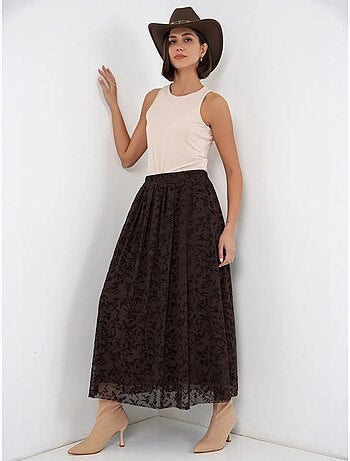 Jupe longue fleurie taille haute bdart