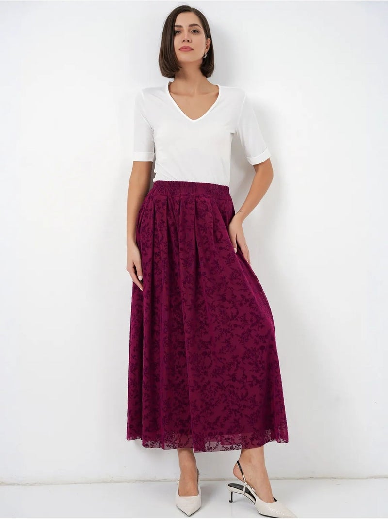 Jupe longue fleurie taille haute bdart Mauve - Kiabi