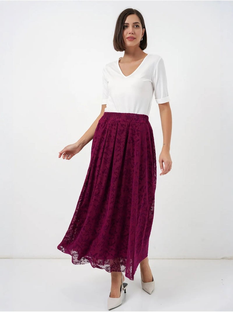 Jupe longue fleurie taille haute bdart Mauve - Kiabi