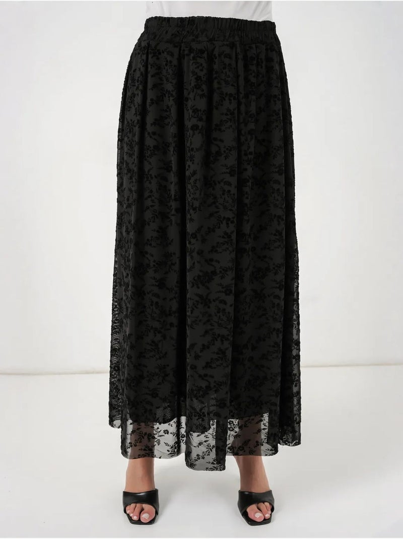 Jupe longue fleurie taille haute bdart Noir - Kiabi