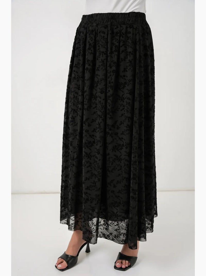 Jupe longue fleurie taille haute bdart Noir - Kiabi