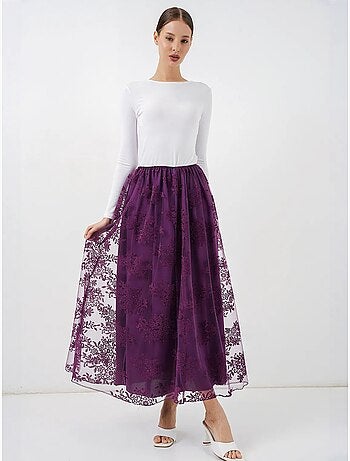 Jupe longue fleurie taille haute bdart