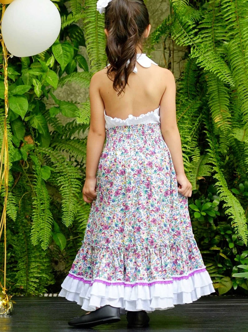 Jupe  Longue Fleurie  Transformable en Robe  ESMERALDA - La Faute à Voltaire Bleu Violet clair Blanc - Kiabi