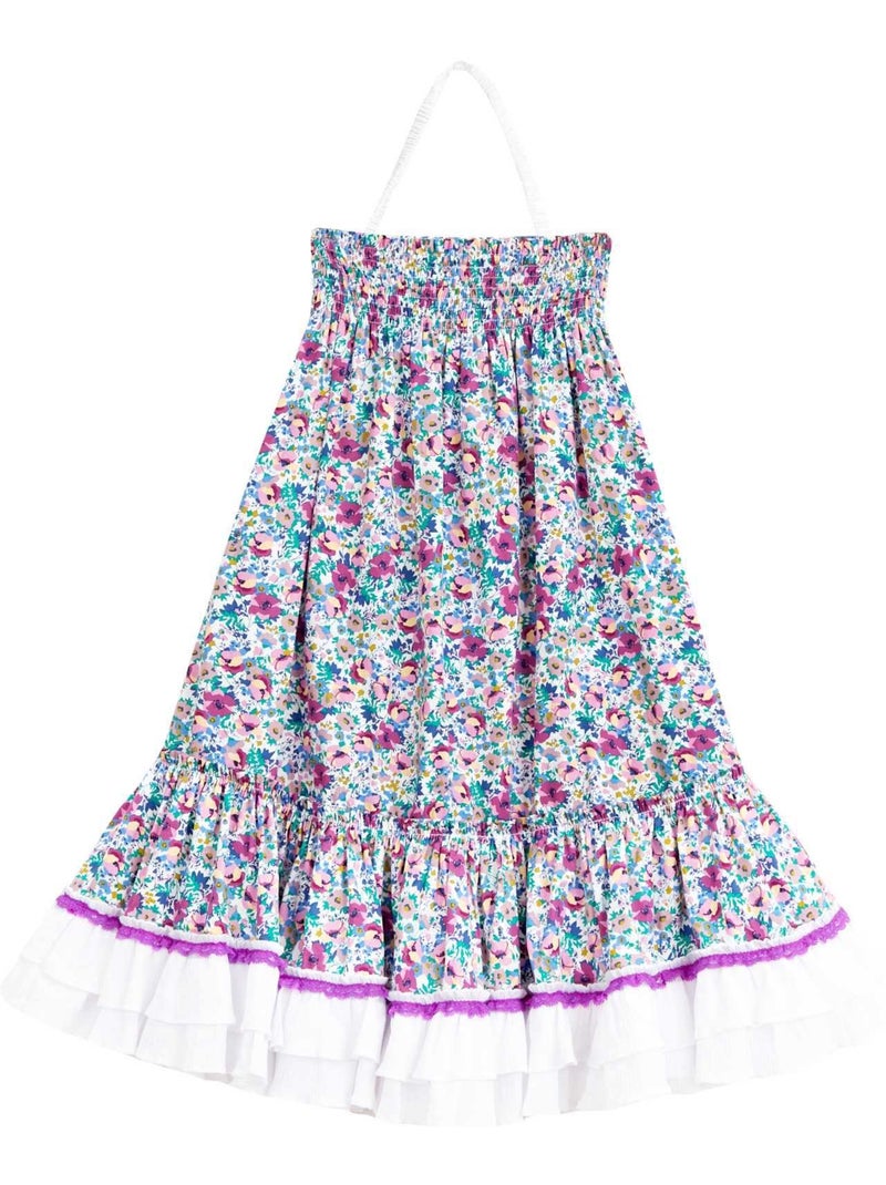 Jupe  Longue Fleurie  Transformable en Robe  ESMERALDA - La Faute à Voltaire Bleu Violet clair Blanc - Kiabi