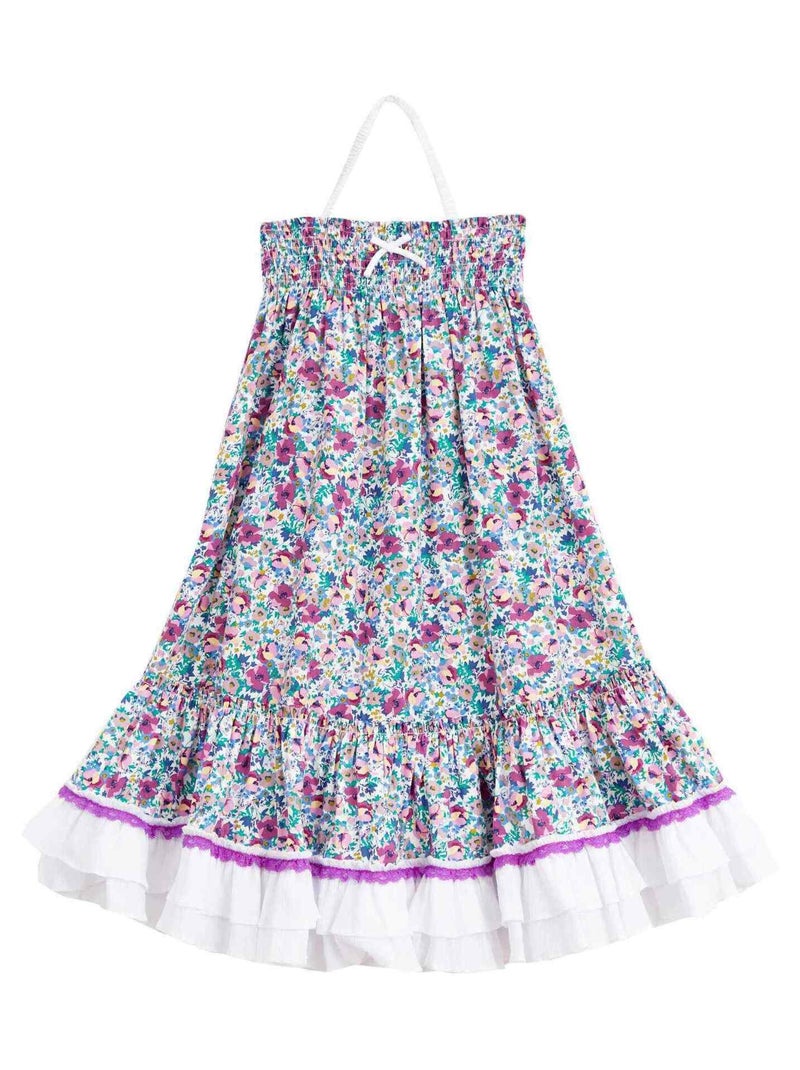 Jupe  Longue Fleurie  Transformable en Robe  ESMERALDA - La Faute à Voltaire Bleu Violet clair Blanc - Kiabi