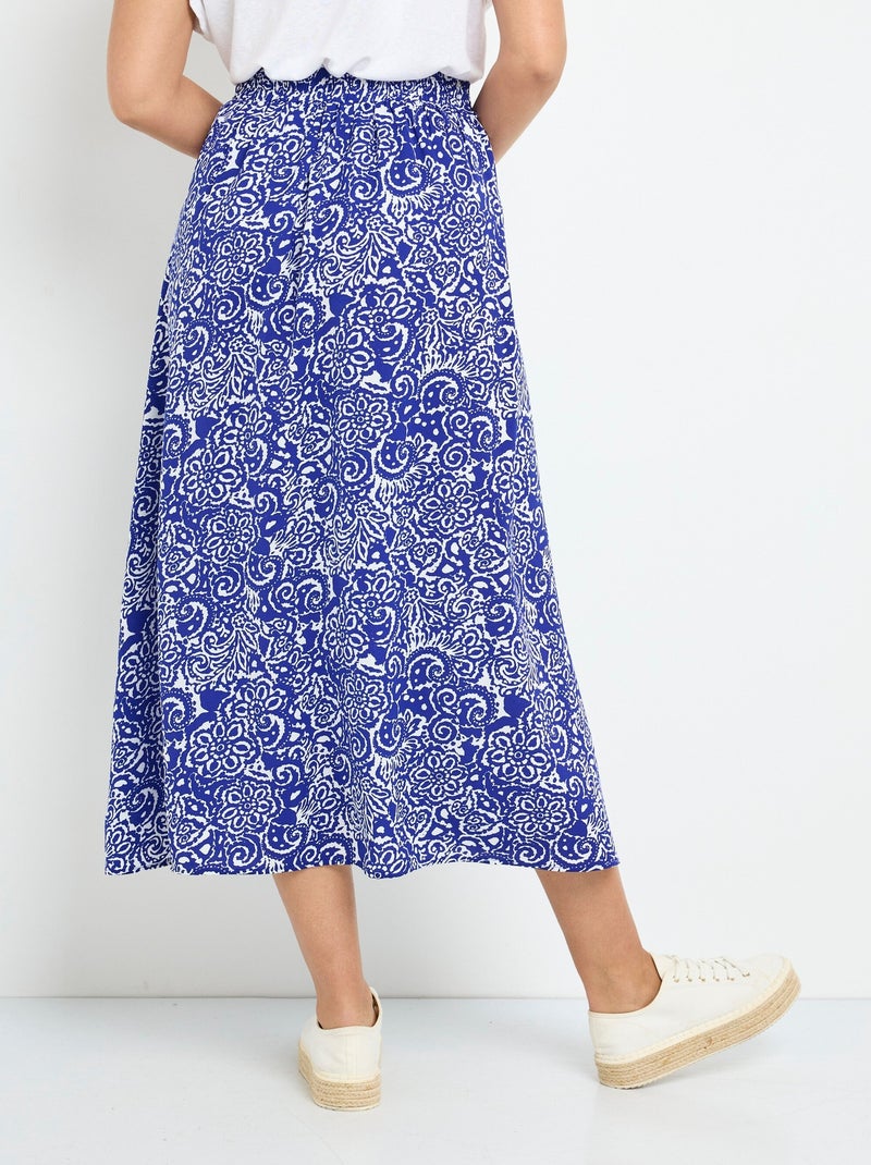 Jupe longue fluide ethnique chic Bleu - Kiabi