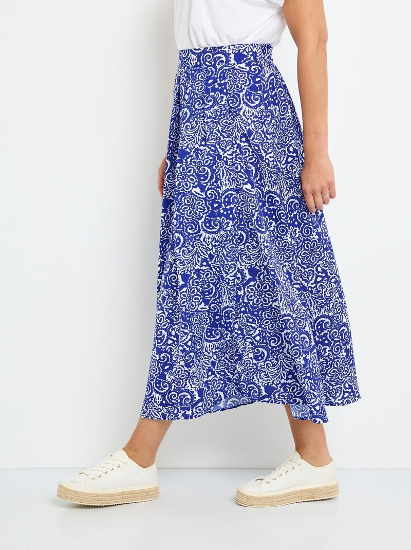 Jupe longue fluide ethnique chic Bleu - Kiabi