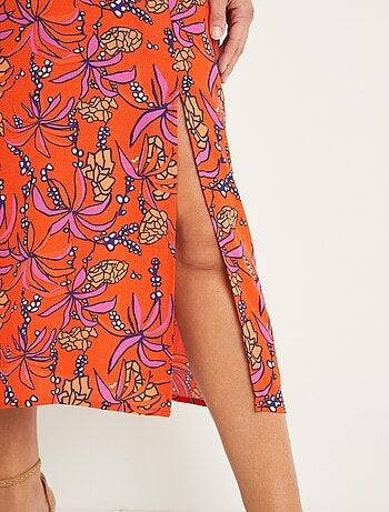 Jupe longue fluide imprimé exotique