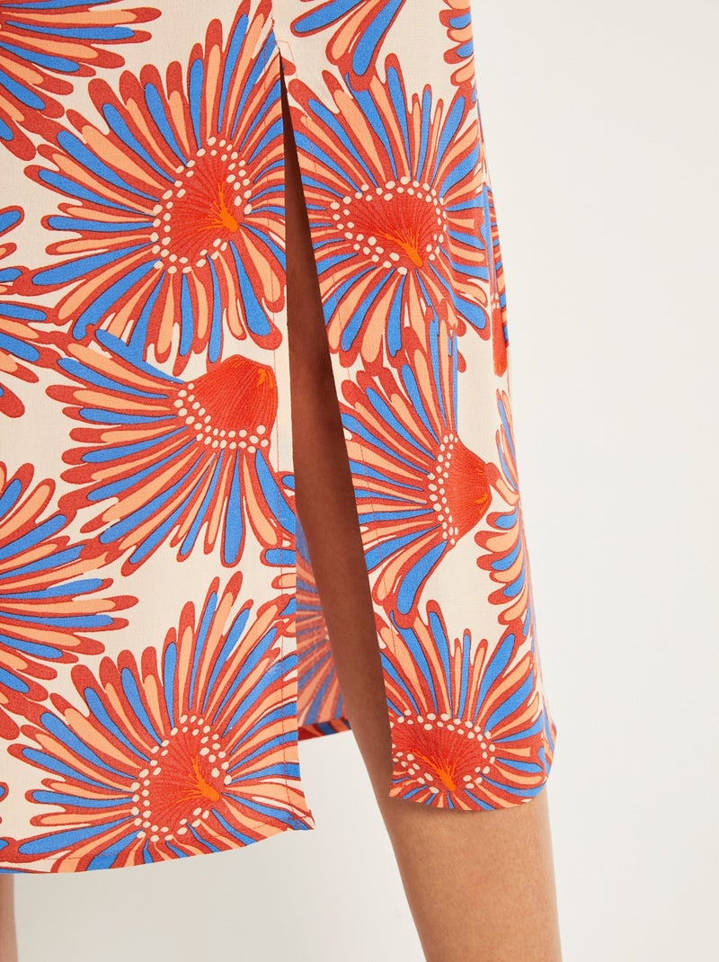 Jupe longue fluide imprimé fleuri - AFIBEL Beige - Kiabi