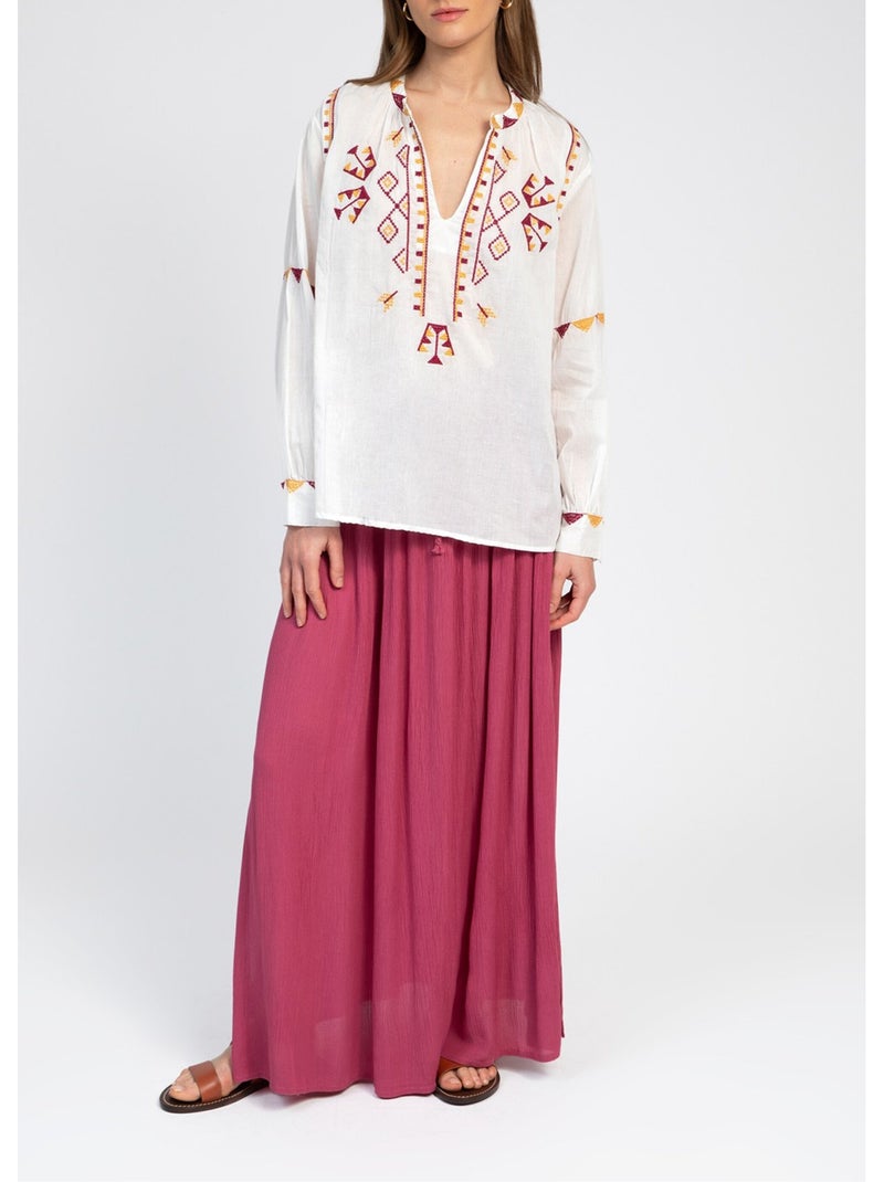Jupe longue fluide lien à la taille - AFIBEL Rose - Kiabi