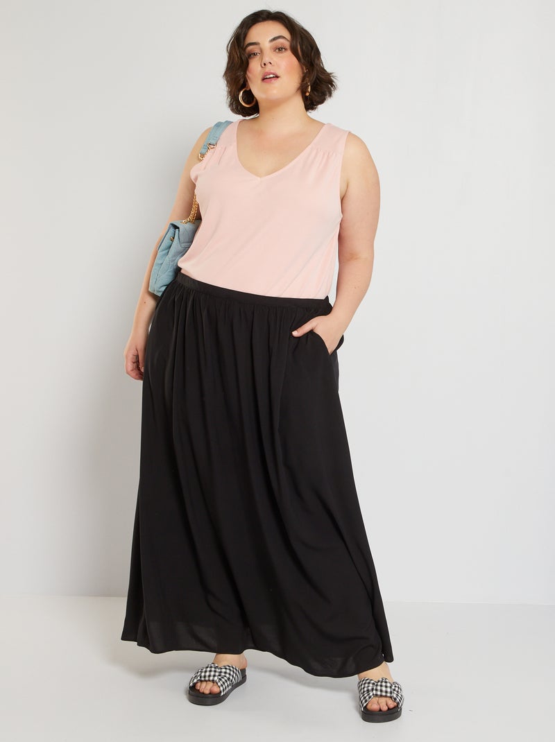 Jupe longue fluide Noir - Kiabi