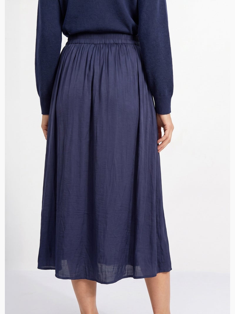 Jupe longue fluide, taille élastiquée - afibel Bleu marine - Kiabi