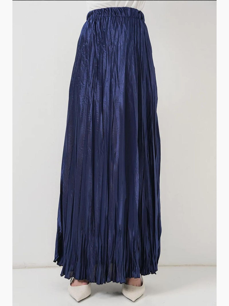 Jupe longue froissée brillante bdart Bleu marine - Kiabi