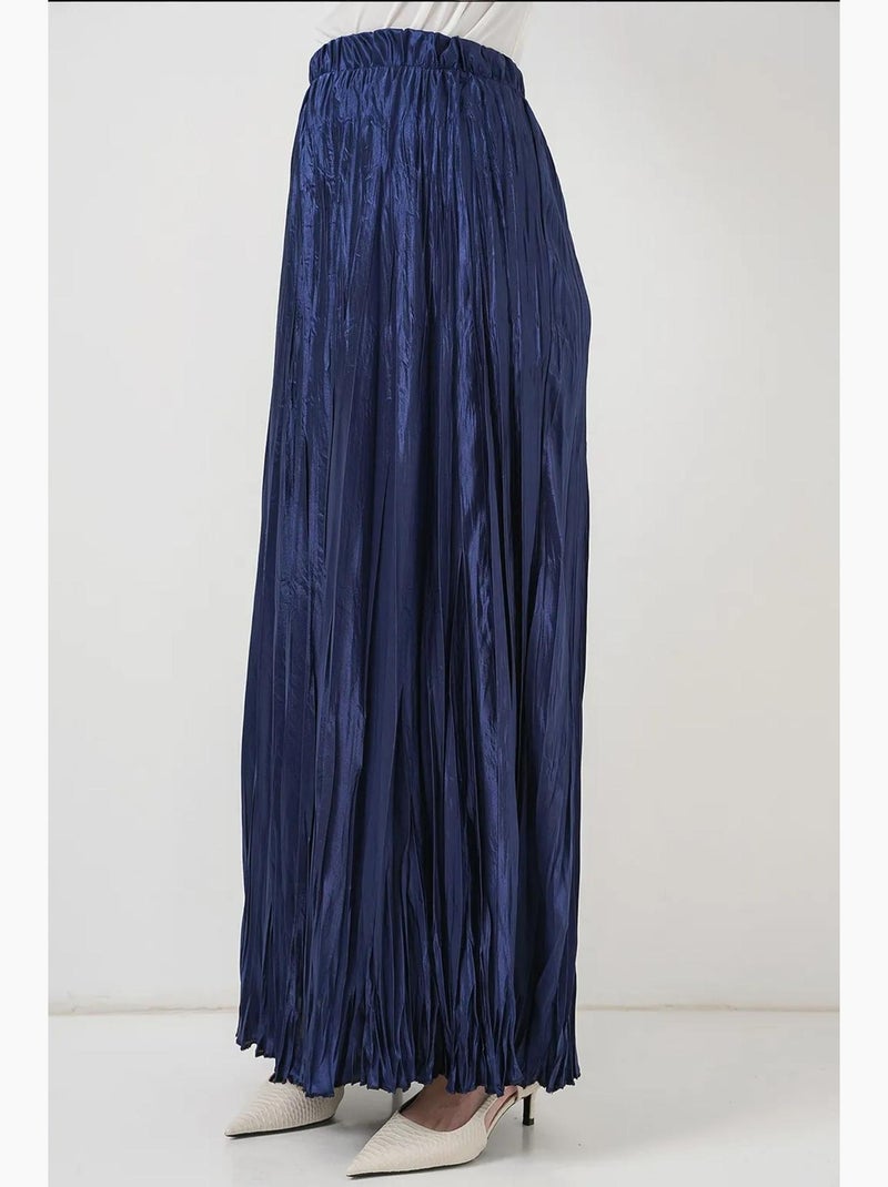 Jupe longue froissée brillante bdart Bleu marine - Kiabi