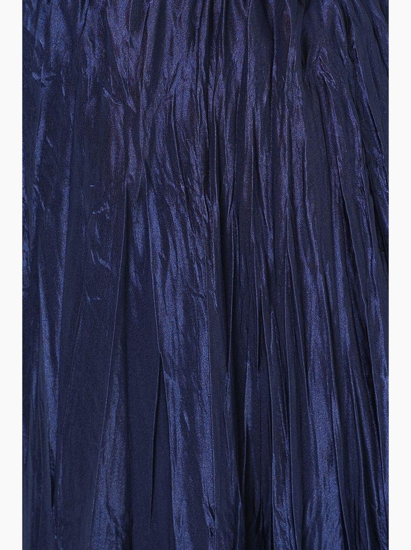 Jupe longue froissée brillante bdart Bleu marine - Kiabi