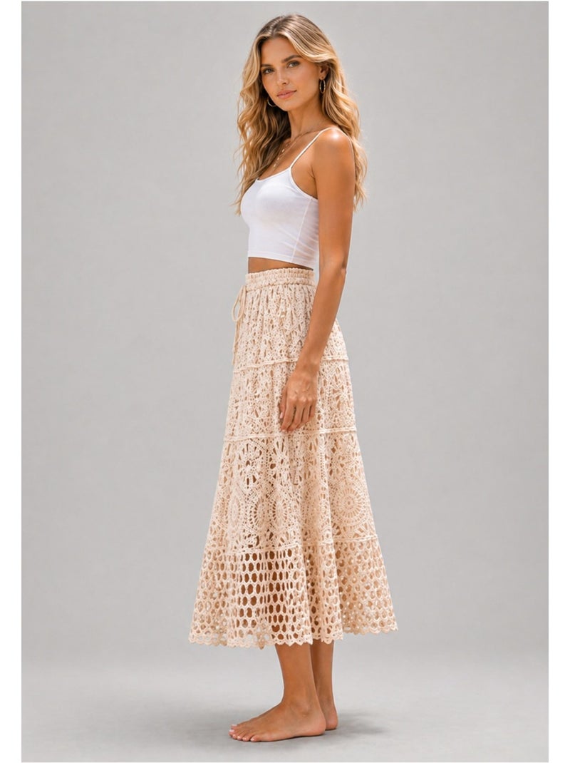 Jupe longue Kebello Beige - Kiabi